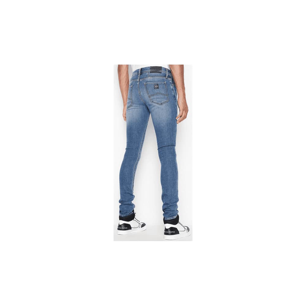 Armani Exchange Men's Super Skinny Stretch Denim Jeans - Slim Fit Stretchable Comfort Pants for Casual Wear & Night Out