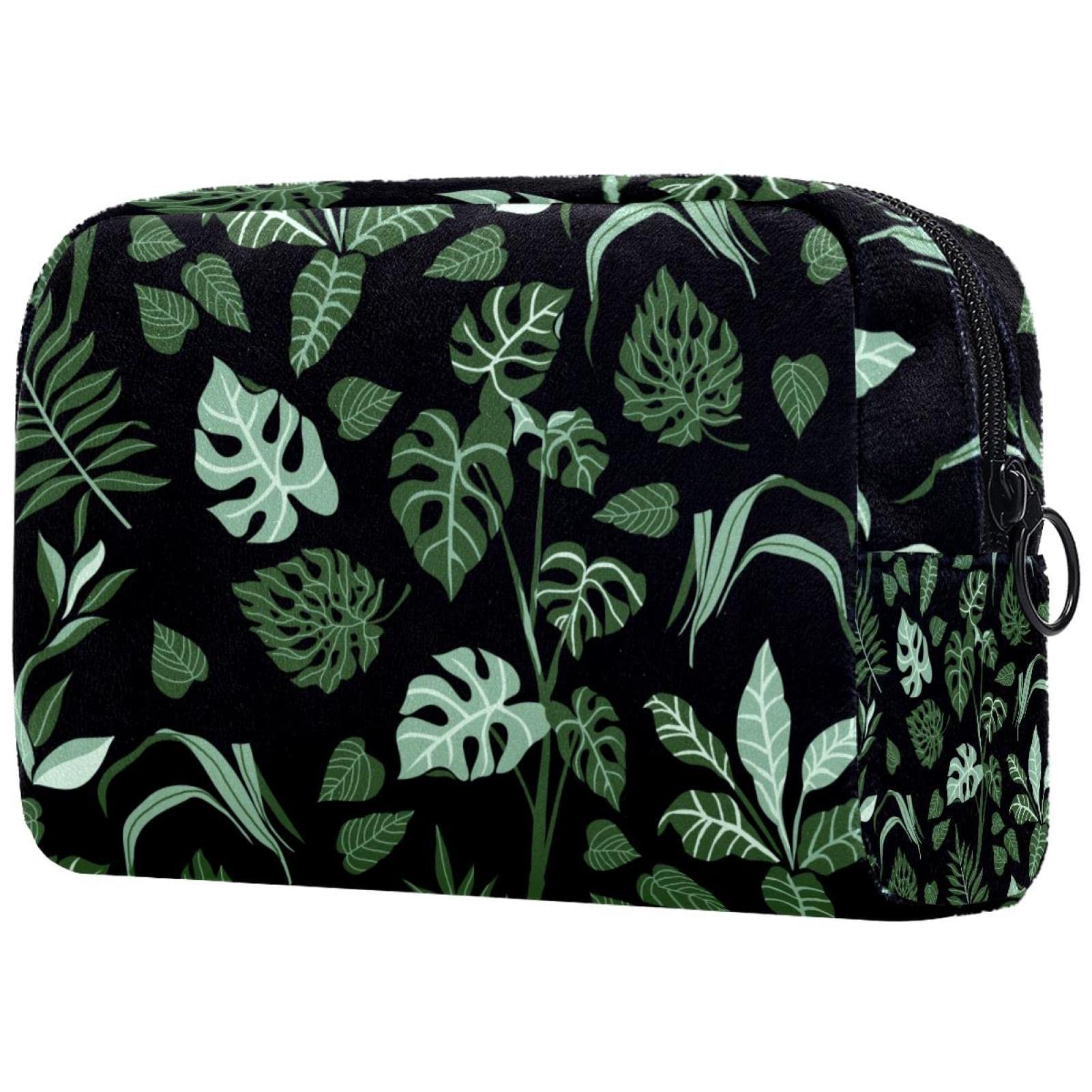 Women's Small Makeup Bag with Palm Leaf Print - Travel Cosmetic Pouch for Toiletries & Essentials | Perfect for Daily Use, Travel, and Gifts