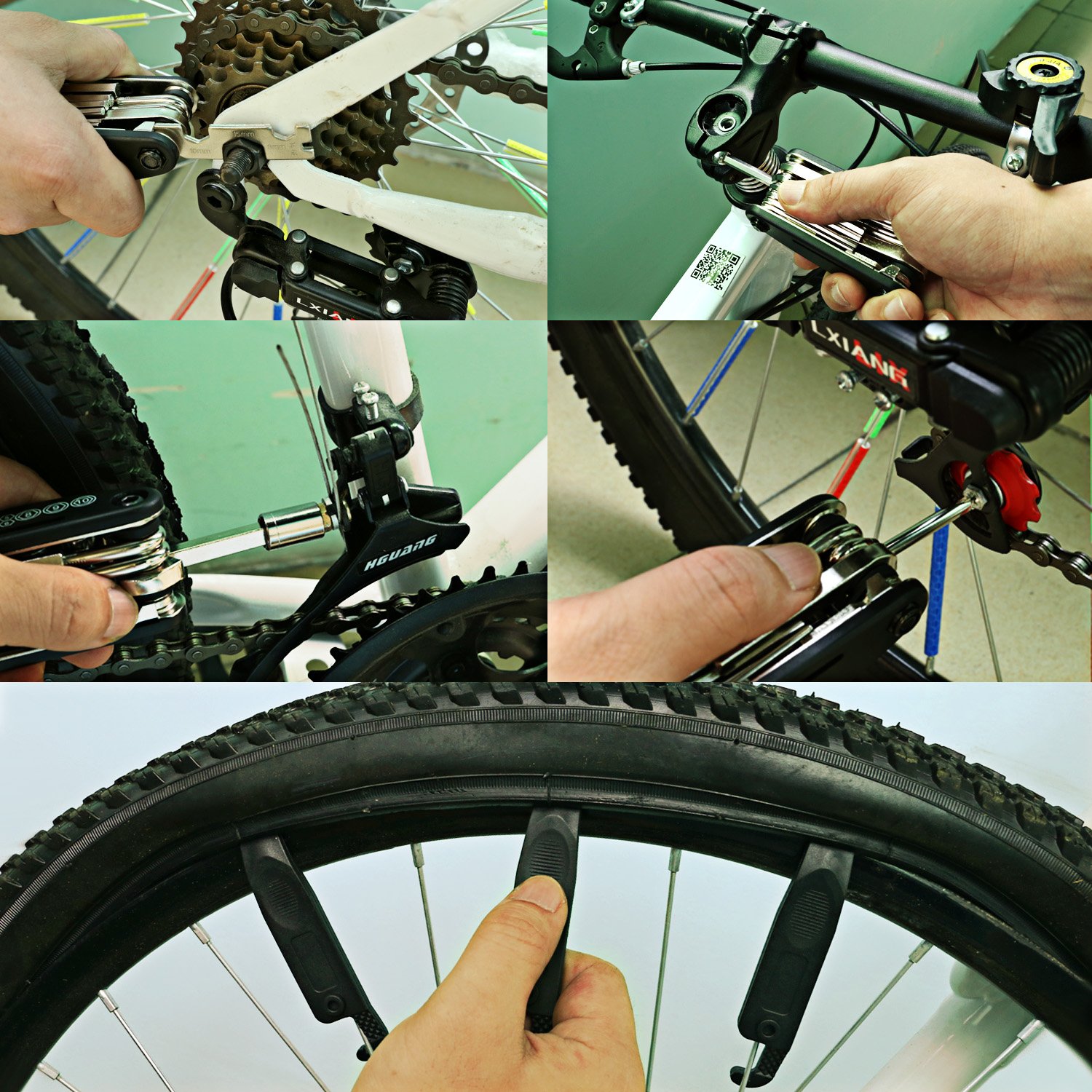 Oumers Bike Cleaning Brush Kit - Durable Chain & Tire Cleaner for Motorcycles & Bikes - Perfect for Outdoor Maintenance