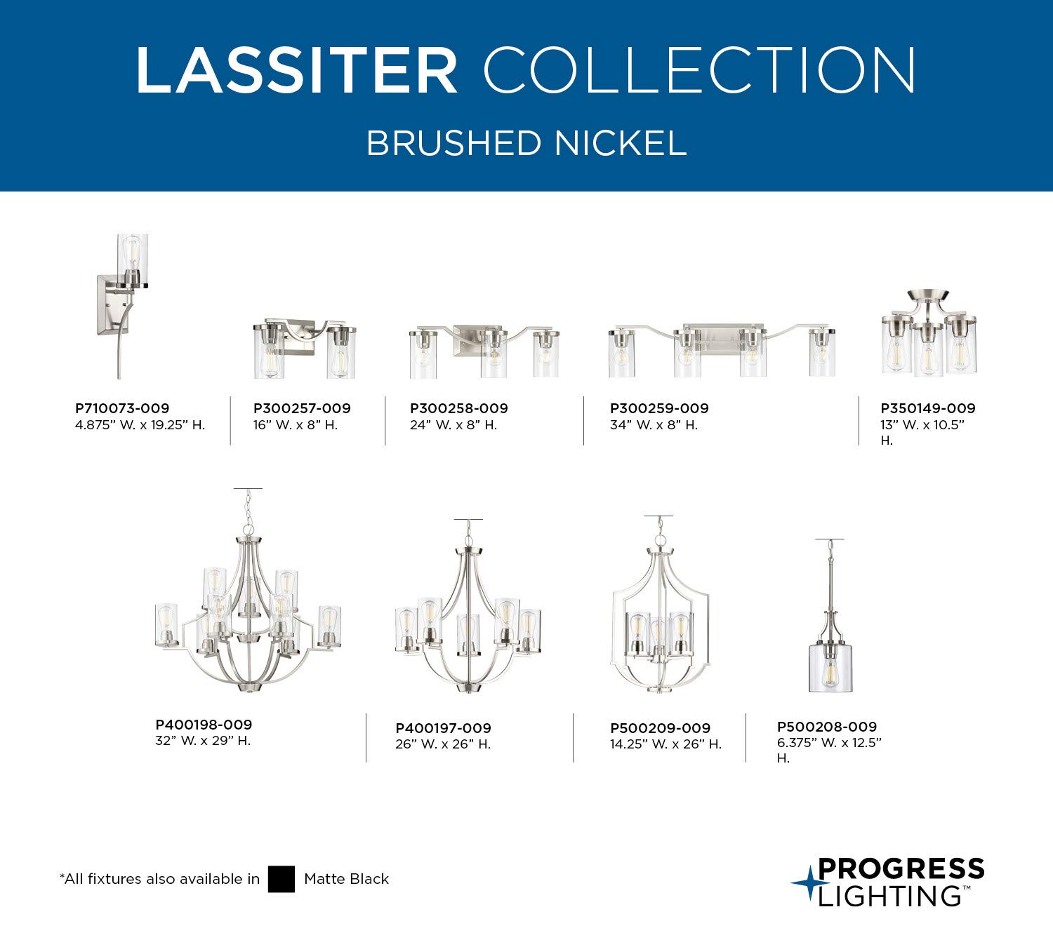 Progress Lighting Lassiter Collection 3-Light Brushed Nickel Foyer Chandelier - Modern Entryway Lighting Fixture for Hallway, Staircase & Home Decor