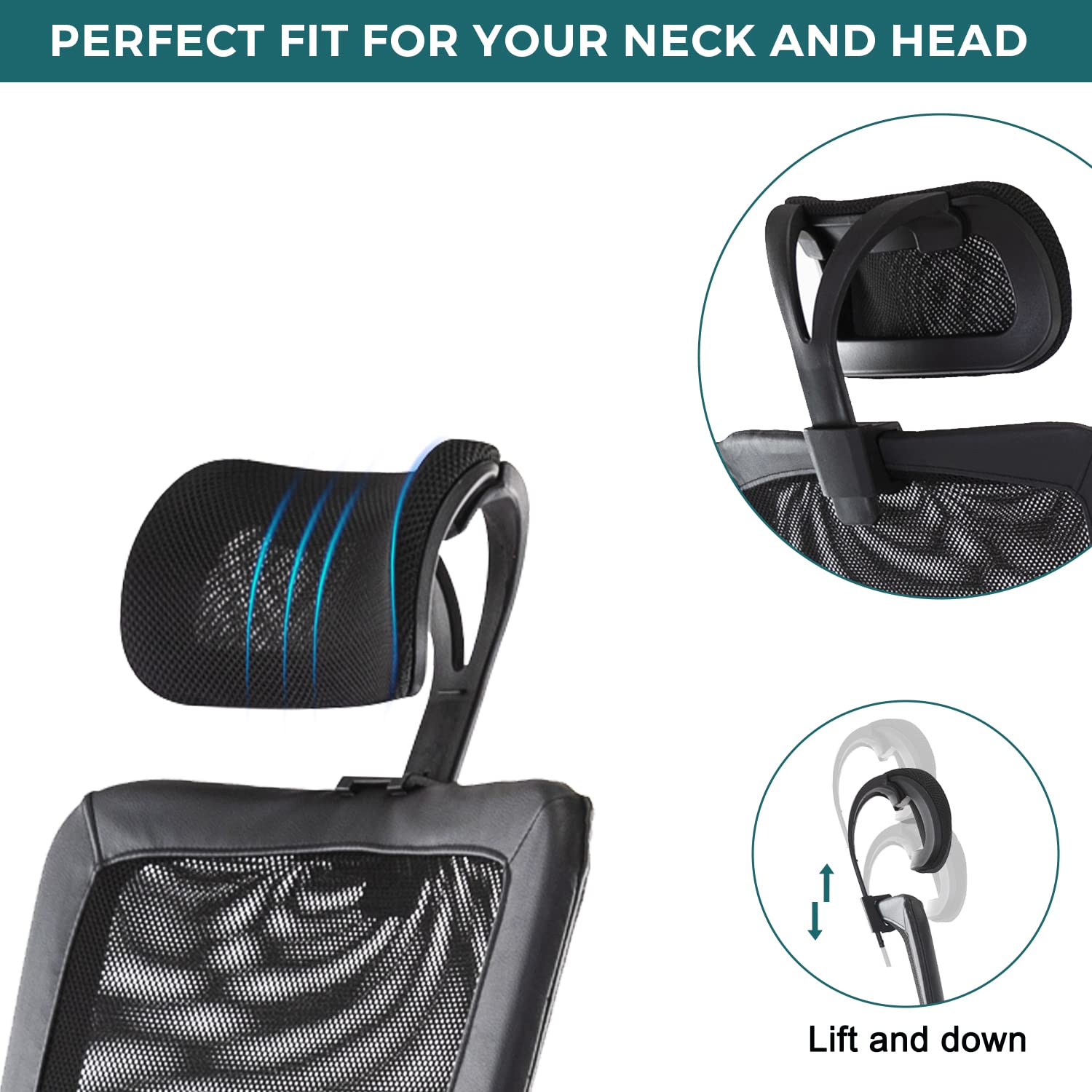 Ergonomic Mesh Office Chair with Adjustable Lumbar Support, Headrest & Armrest - High Back Swivel Rolling Computer Desk Chair for Home Office (Black) - Perfect for Long Work Hours, Gaming & Remote Work