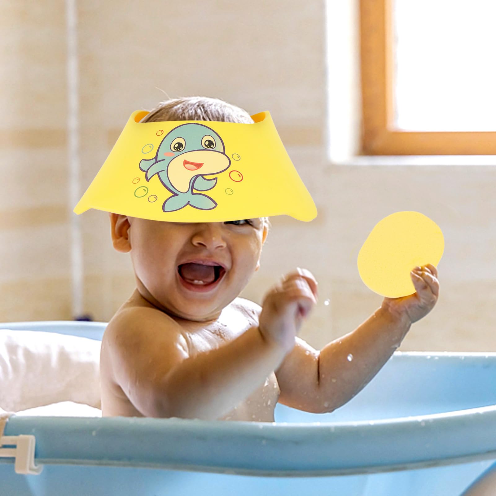 ORFOFE 1pc Shampoo Hair Washing Cap with Eye Cover - Adjustable Shower Visor for Hair Care, Perfect for Elderly, Kids & Post-Surgery Use at Home or Salon
