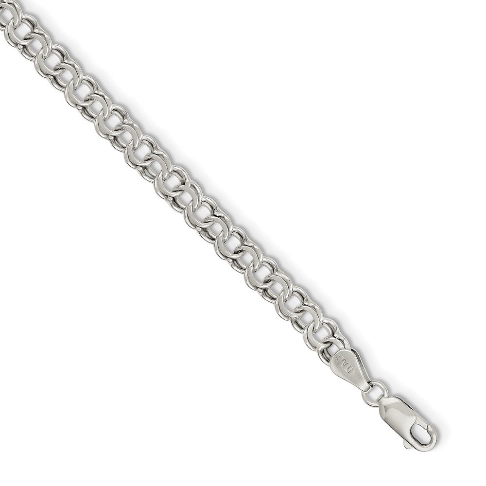 925 Sterling Silver 6mm Charm Link Bracelet with Lobster Clasp - Dainty Adjustable Jewelry for Women, Gift for Her, Everyday Wear & Special Occasions