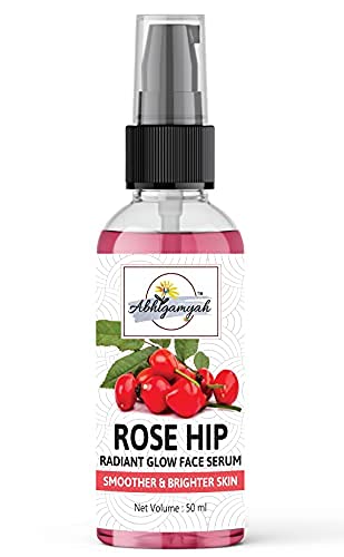 ABHIGAMYAH Rose Hip Radiant Glow Face Serum - Lightweight Non-Greasy Moisturizer for All Skin Types | Natural, Paraben & Sulfate Free, Vegan (2-Pack, 50ml) | Hydrating Facial Treatment for Day & Night Skincare Routine
