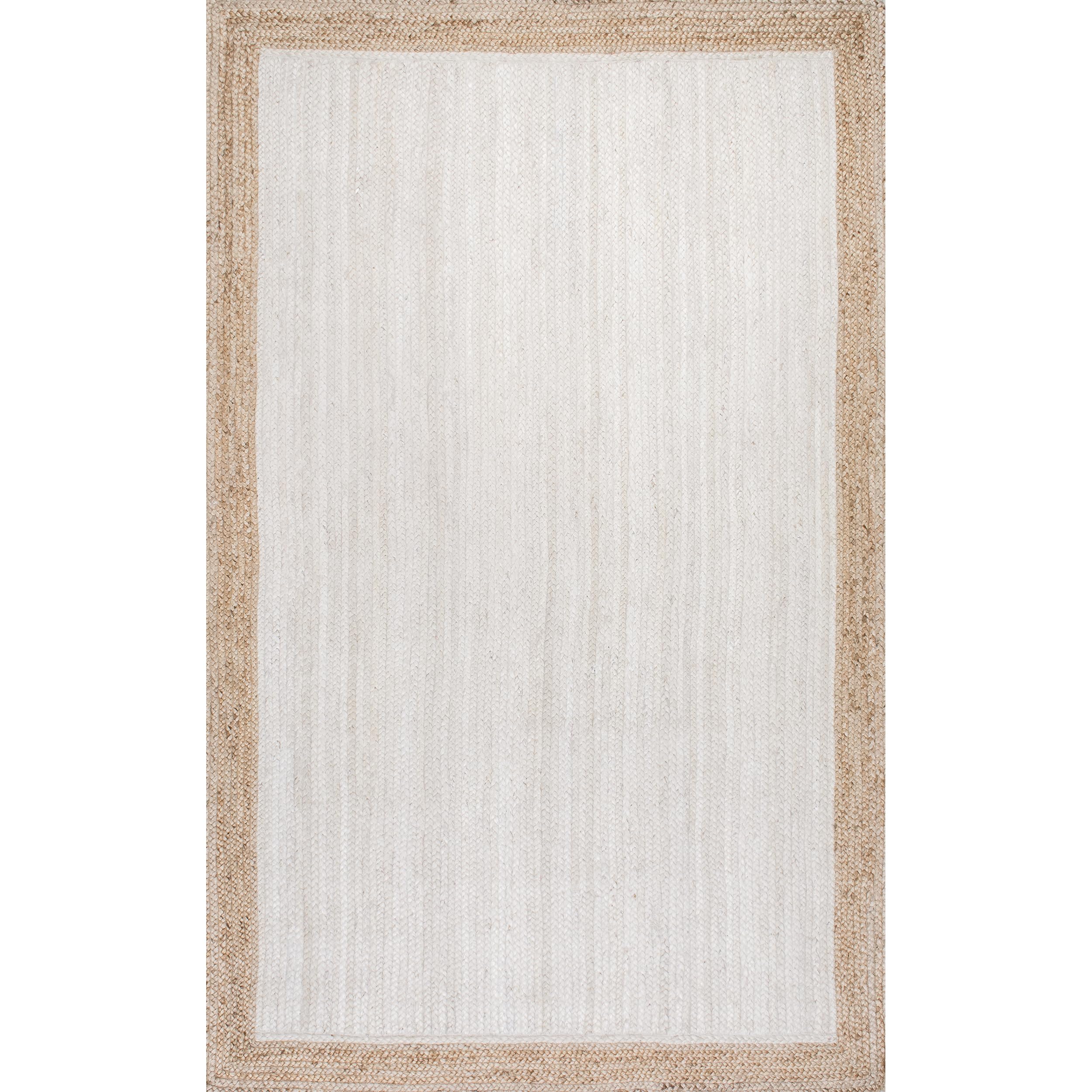 nuLOOM Eleonora Natural Jute Area Rug 4x6 Feet, Soft & Durable, White - Perfect for Living Room, Bedroom, or Home Decor