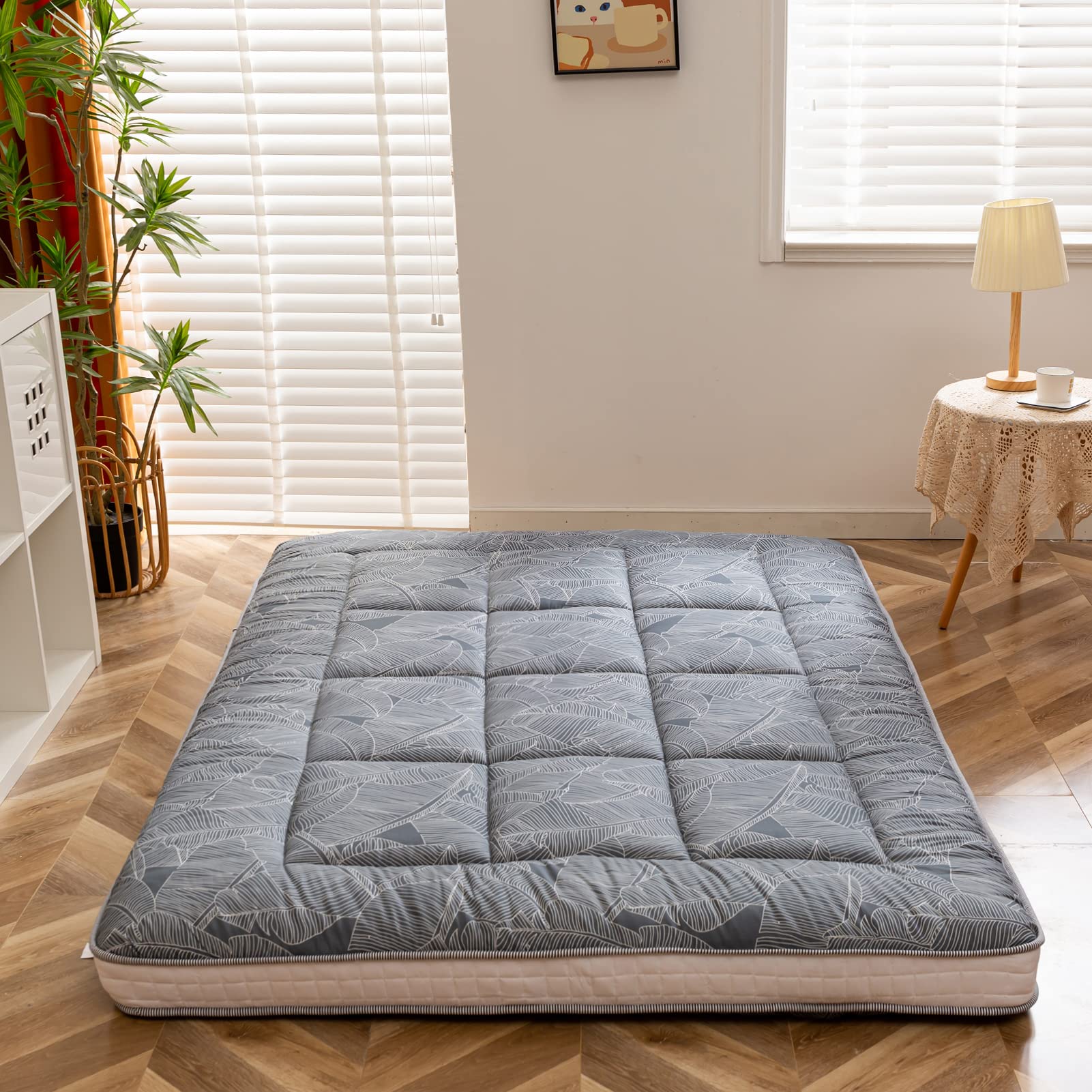 Extra Thick Japanese Shikibuton Futon Mattress - Foldable Floor Sleeping Pad for Camping, Guest Bed & Couch | Portable Floor Lounger & Mattress Topper | Perfect for Small Spaces, Travel & Home Use