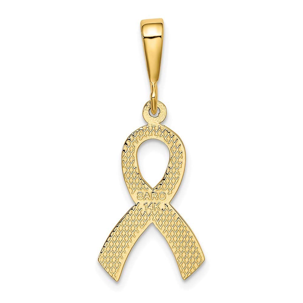 14K Yellow Gold Awareness Ribbon Pendant - Roy Rose Jewelry for Breast Cancer Support & Hope - Perfect for Gifts, Fundraisers & Everyday Wear