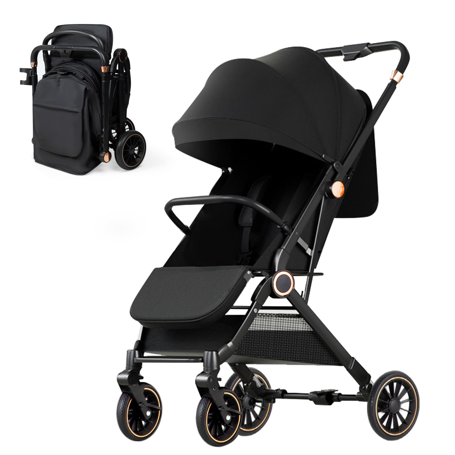 3-in-1 Convertible Baby Stroller with Bassinet Mode - Foldable Lightweight Infant Stroller with Large UPF 50+ Sun Canopy & Cup Holder - Perfect for Newborns, Toddlers, Travel & Daily Walks