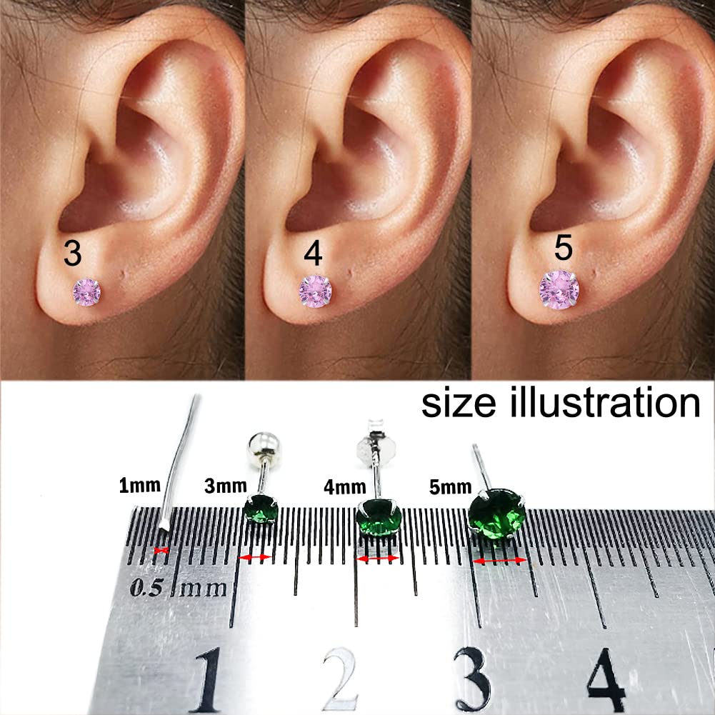 Sterling Silver Cubic Zirconia Screw Back Earrings - 3mm Barbie Pink Studs | Perfect for Everyday Wear, Gift Giving & Special Occasions