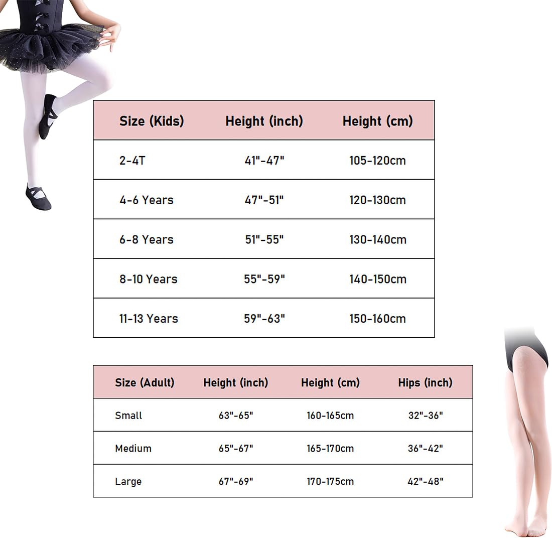 Girl's & Women's Ultra Soft Ballet Dance Tights - Professional Footed Tights with Stretch Support | Perfect for Ballet Classes, Dance Practice & Performance