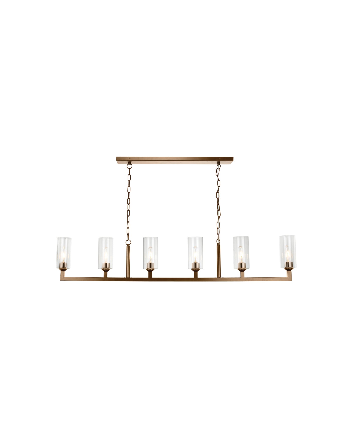 6-Light Linear Chandelier in Antique Brass - Perfect for Dining Room, Foyer, or Modern Farmhouse Lighting