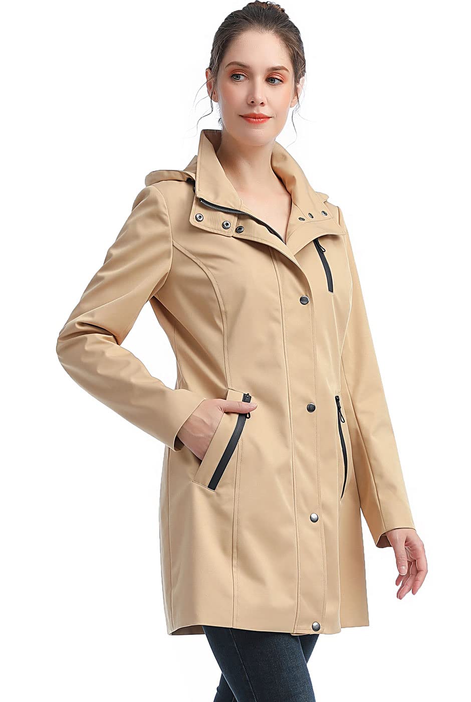 BGSD Women's Easton Waterproof Hooded Anorak Rain Jacket - Lightweight Windproof Outdoor Coat (Regular & Plus Size) - Perfect for Hiking, Camping & Rainy Day Commutes