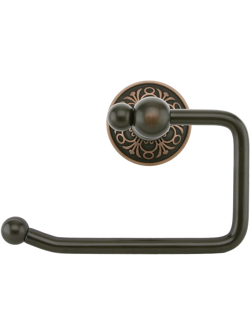 Vintage Brass Swinging Paper Holder with Lancaster Rosette in Oil Rubbed Bronze - Perfect for Office, Library, and Home Desk Organization
