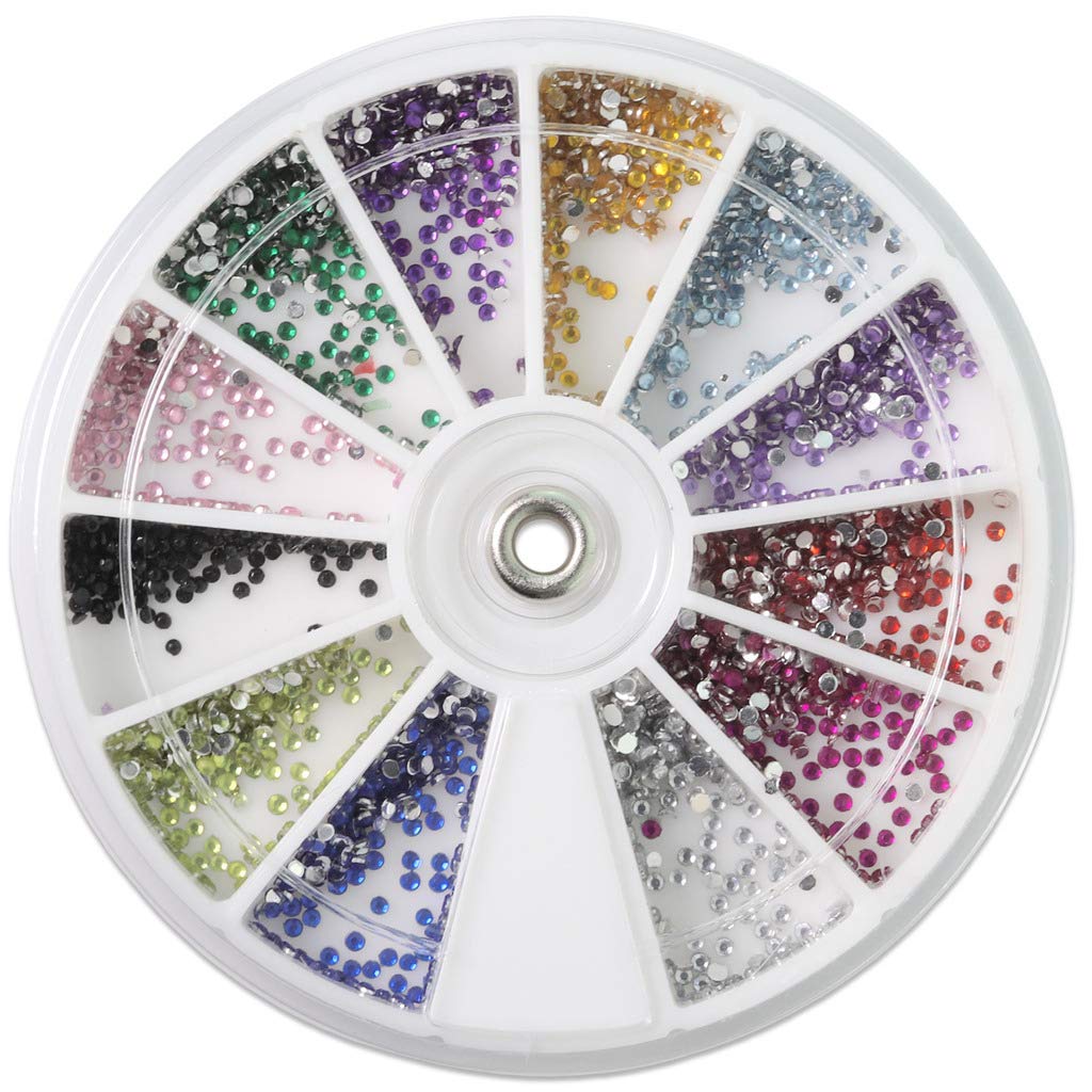 20 Pack Small Multi-Color Nail Art Rhinestones & Fake Pearl Gems - Manicure Wheel for DIY Jewelry Decorations | Perfect for Nail Salons, Home Manicures, and Party Glam Looks
