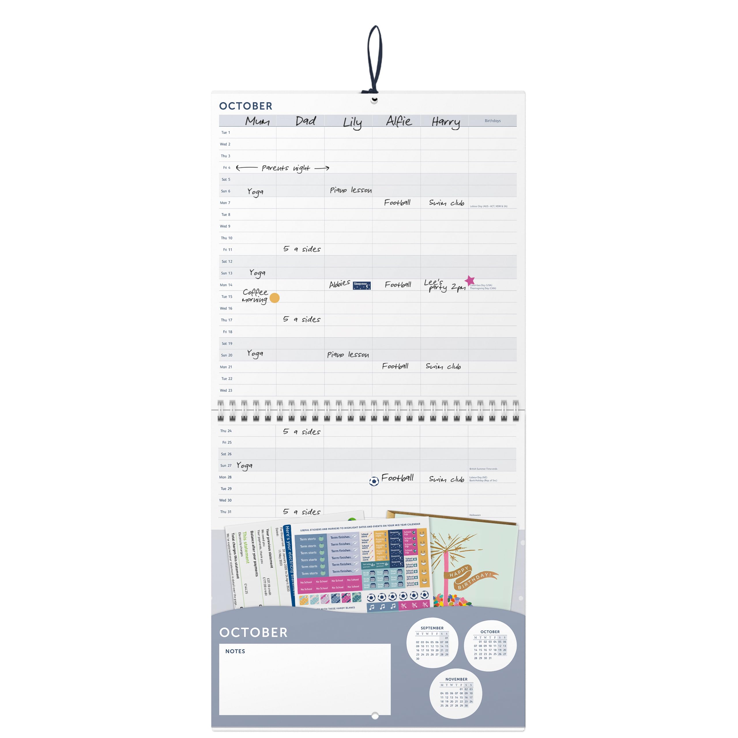Busy B 17-Month Family Wall Calendar August 2024 - December 2025 | Floral Design Wall Planner with 5 Schedules, Tear-Off Shopping Lists & 17 Monthly Pockets | FSC Certified | Perfect for Home, Office & Classroom Organization