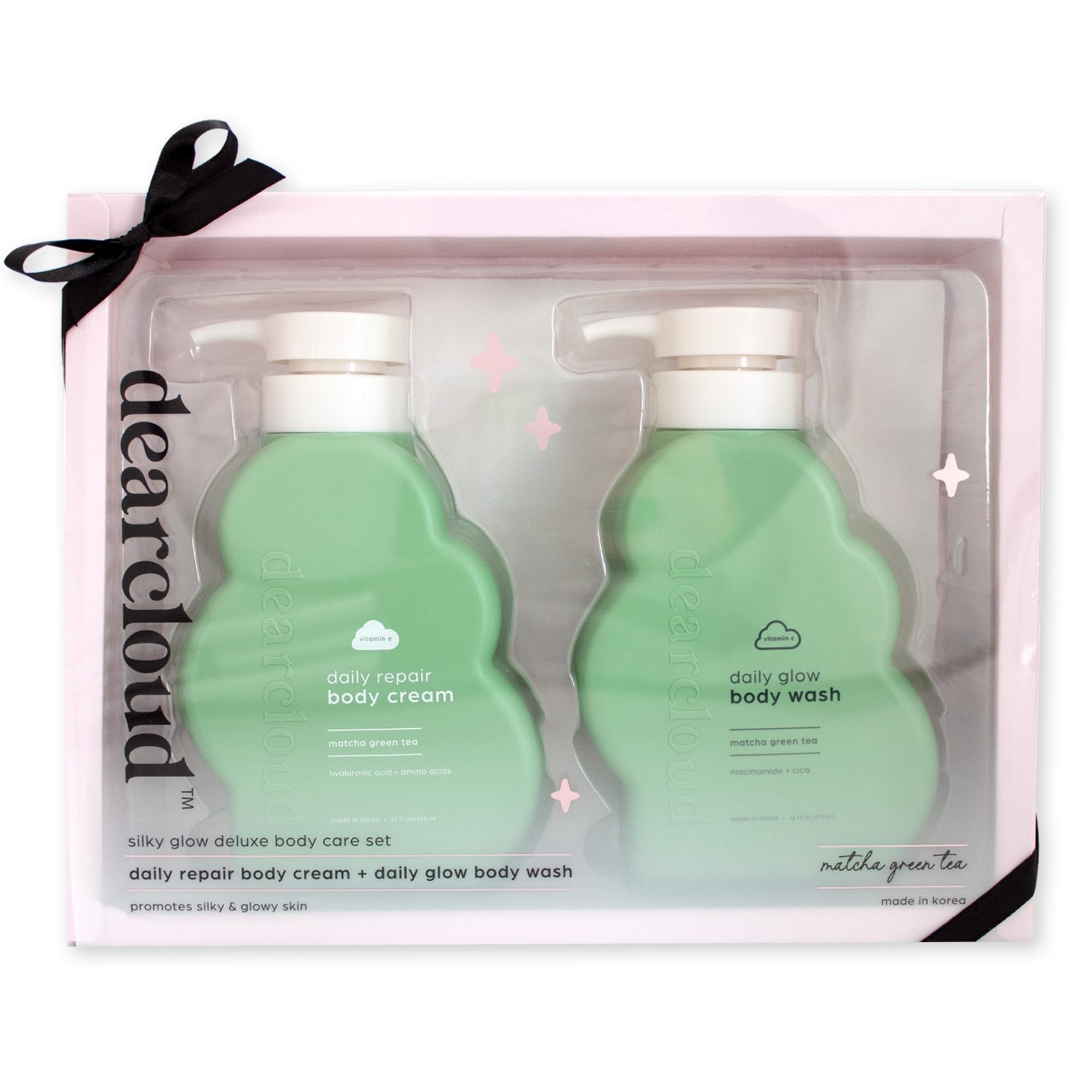 Silky Glow Deluxe Body Care Set - Hydrating Body Lotion & Body Wash with Hyaluronic Acid, Amino Acids, Niacinamide & Vitamin C - Matcha Green Tea Scent - Perfect for Self Care, Spa Days & Gift Giving