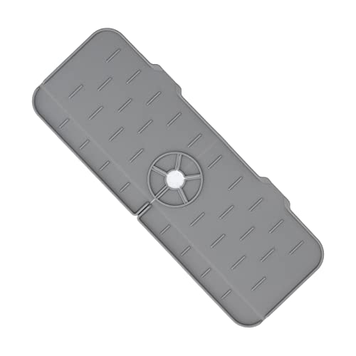 Premium Kitchen Faucet Absorbent Mat - Food Grade, Washable Countertop Drying Pad (45x14cm, Gray) | Non-Slip Sink Protector for Spills & Drips | Ideal for Kitchen, Bathroom & RV Use