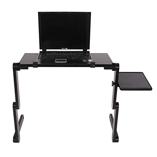 Adjustable Laptop Stand for Bed & Office - Foldable Lap Desk with Cooling Fan & Large Mouse Pad - Portable Laptop Riser for Working, Studying, Gaming in Bed, Couch or Office (Black)