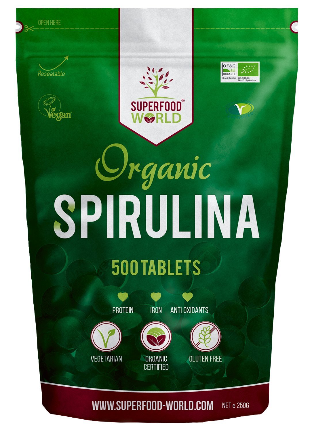 Organic Spirulina Tablets 500mg (500 Count) - Premium Superfood Supplement for Vegan Protein, Iron & Vitamins | UK Certified Organic | Supports Sports Nutrition, Detox & Energy Boost | Perfect for Smoothies, Post-Workout & Daily Wellness