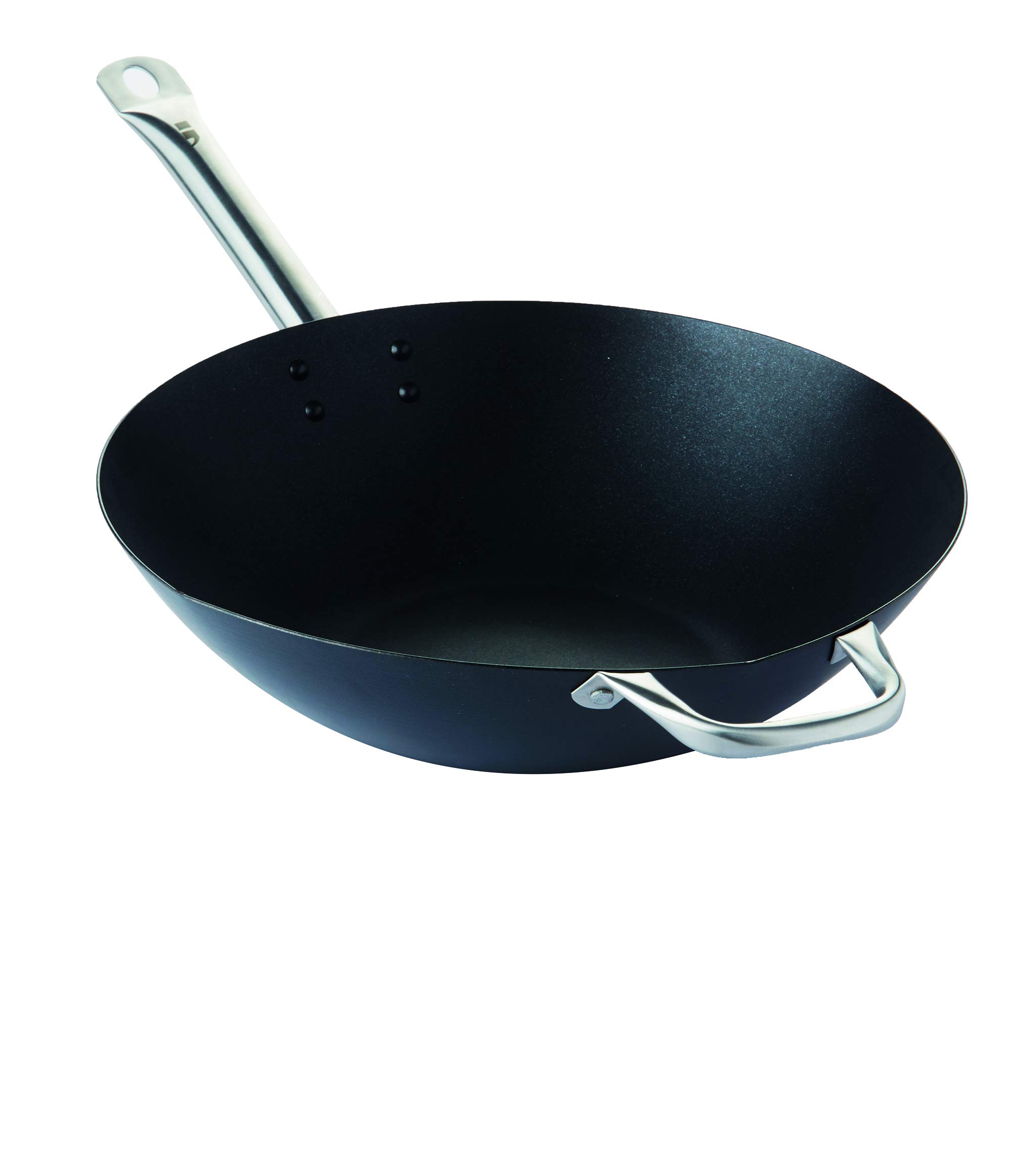 Carbon Steel Non-Stick Wok Pan 36cm - Stainless Steel Handle - Black Coating - Perfect for Stir-Frying, Sautéing & Deep Frying - Professional Restaurant Quality Cookware for Home Chefs