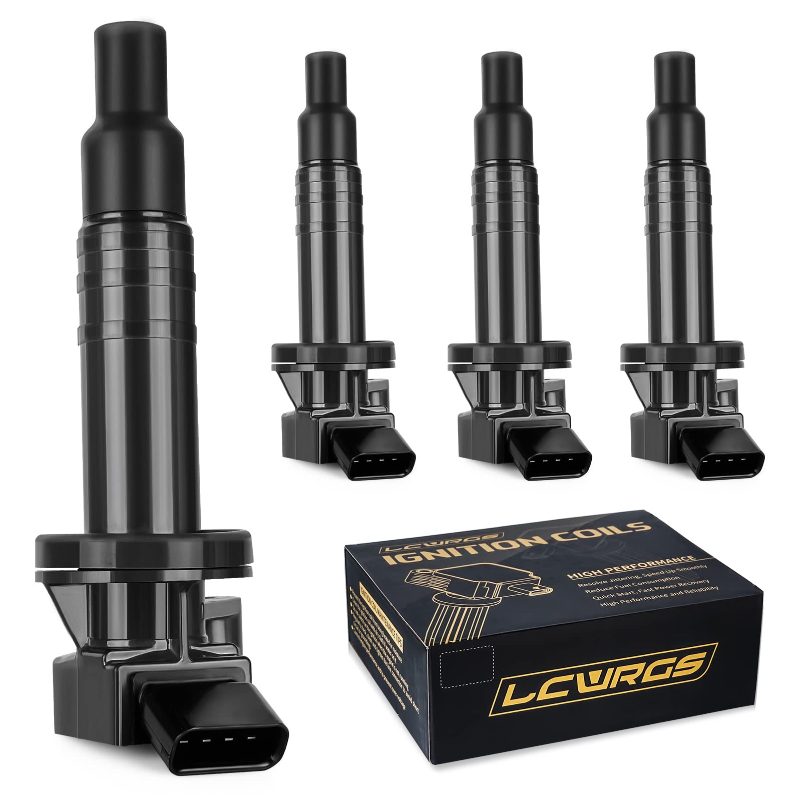 4-Pack Ignition Coil Set Compatible with 1.8L L4 Toyota Corolla/Matrix/Celica, Pontiac Vibe, Chevy Prizm (2000-2008) - Replaces UF247 & C1249 - Perfect for Engine Performance & Smooth Driving