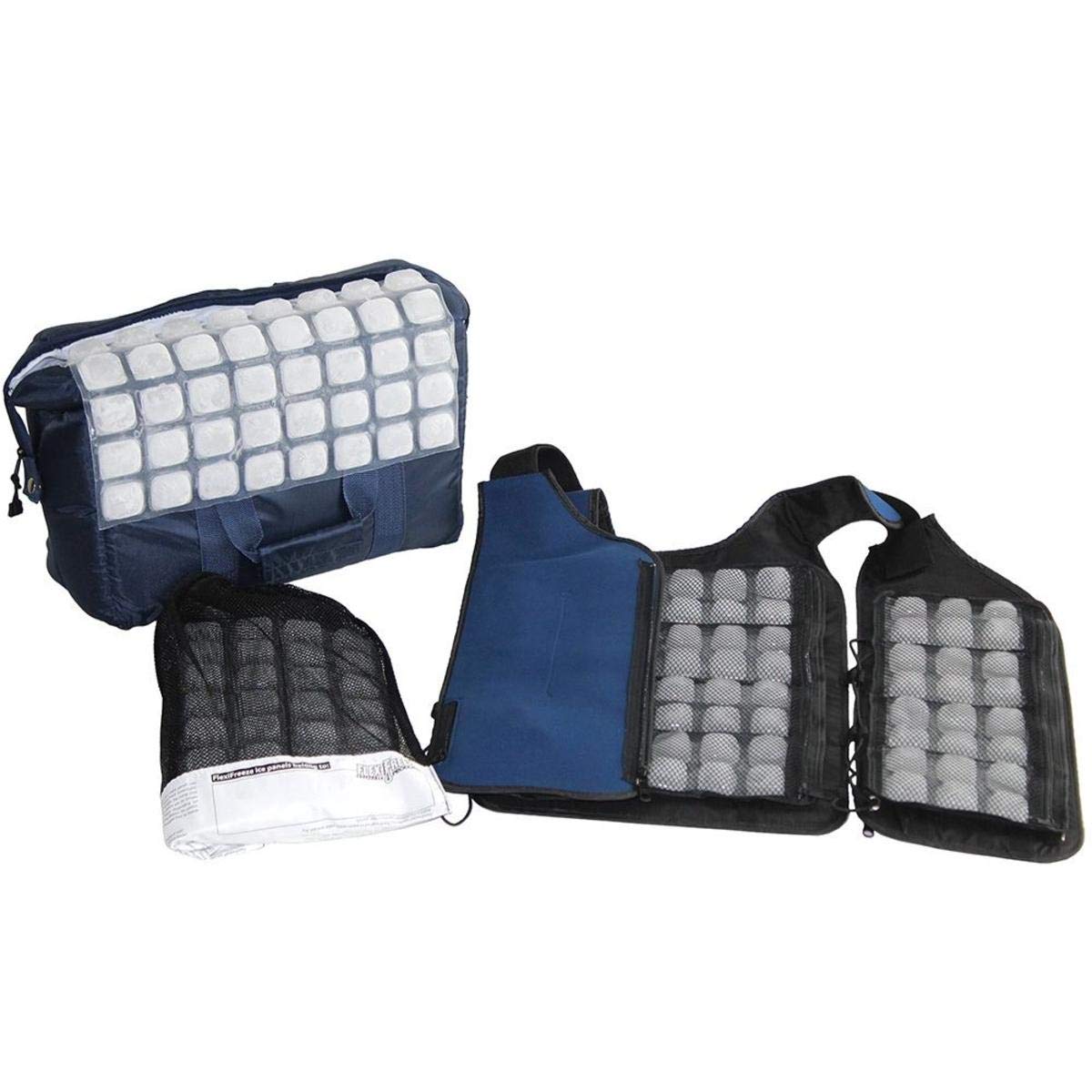 FlexiFreeze Ice Vest Cooling Kit - Rechargeable Cooling Vest with Extra Refill Panel & Portable Travel Cooler for Outdoor Sports, Construction Work & Heat Relief