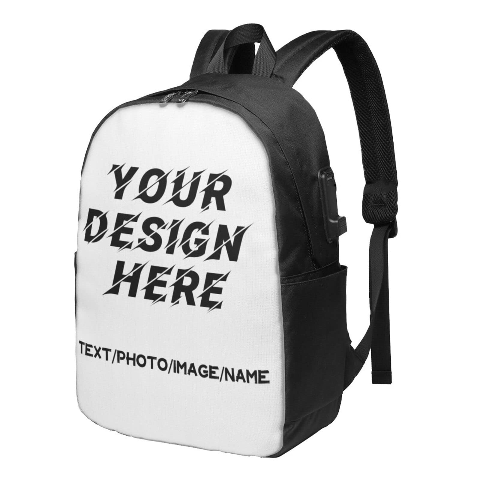 Custom Photo Laptop Backpack with USB Charging Port & Headphone Jack - Personalized Travel Backpack for Men & Women - Perfect for Work, School & Travel