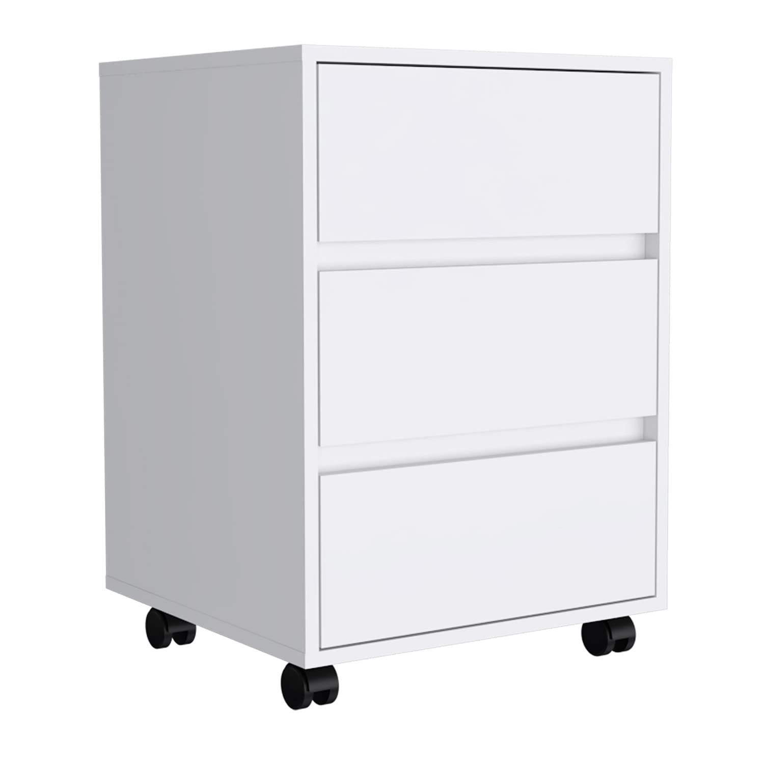 Tuhome Artemisa 3-Drawer File Cabinet with Lock, Mobile Rolling Storage with 4 Casters, Heavy Duty Metal Office Filing Cabinet for Documents - Perfect for Home Office, School, or Workplace Organization