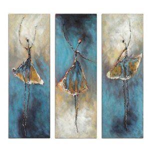 Ballet Dancers Wall Art - 3 Piece Canvas Painting Set, Abstract Acrylic Artwork for Bedroom Decor | Perfect for Living Room, Dance Studio & Home Interior Design