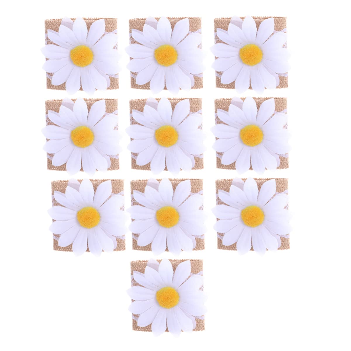10-Pack Daisy Napkin Rings - Elegant Banquet Napkin Holders for Wedding, Dinner Party & Formal Table Setting - Decorative Napkin Clips for Fine Dining & Special Occasions