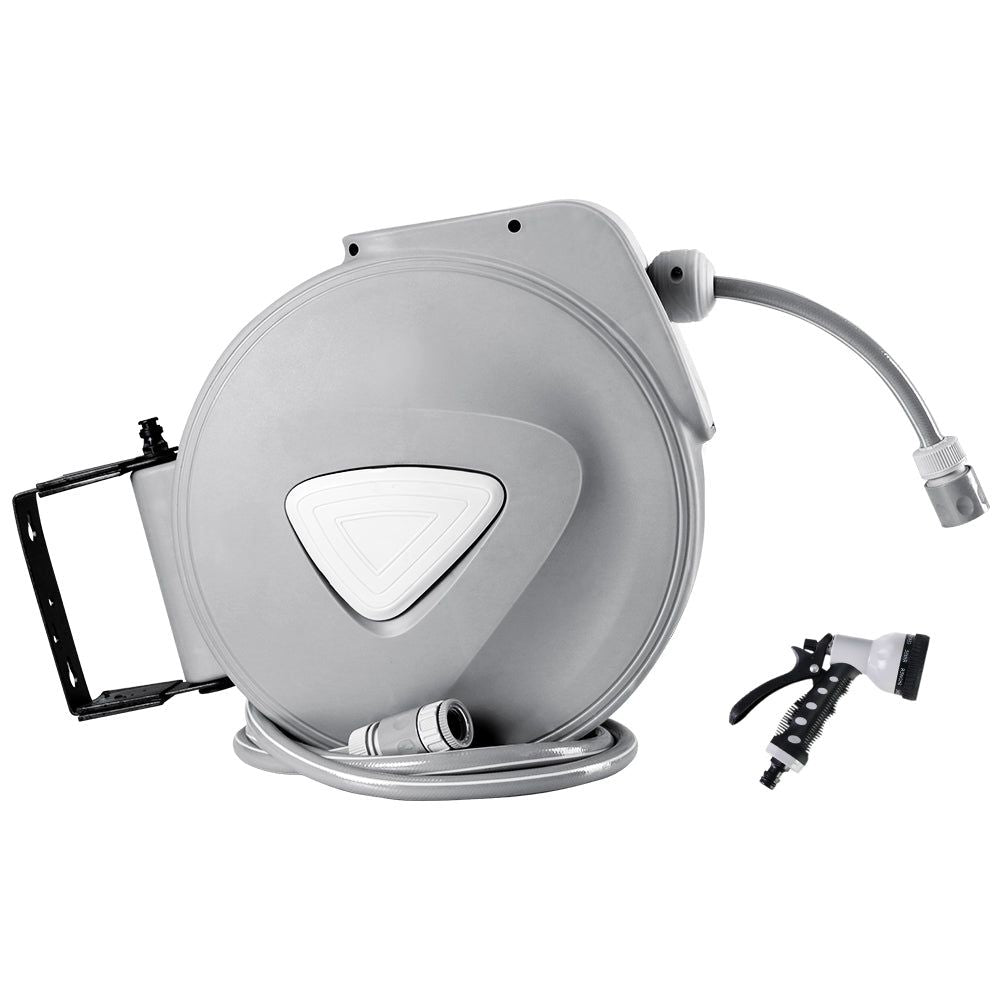 30M Retractable Garden Hose Reel with Auto Rewind & Spray Gun - Perfect for Lawn Care, Car Washing, and Outdoor Cleaning