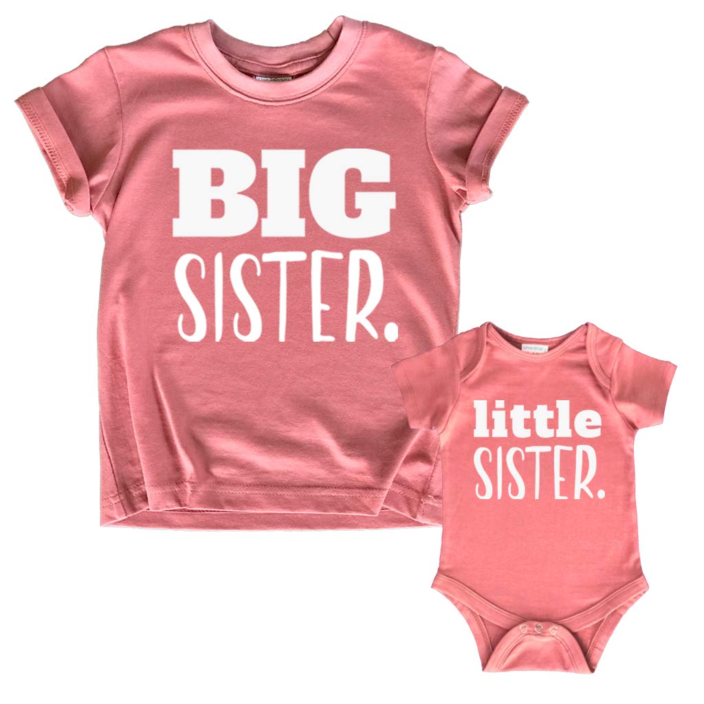 Big Sister Little Sister Matching Outfits - Cute Matching Shirts for Girls & Newborn Baby Set - Perfect for Sibling Photos, Family Events & Gift Giving