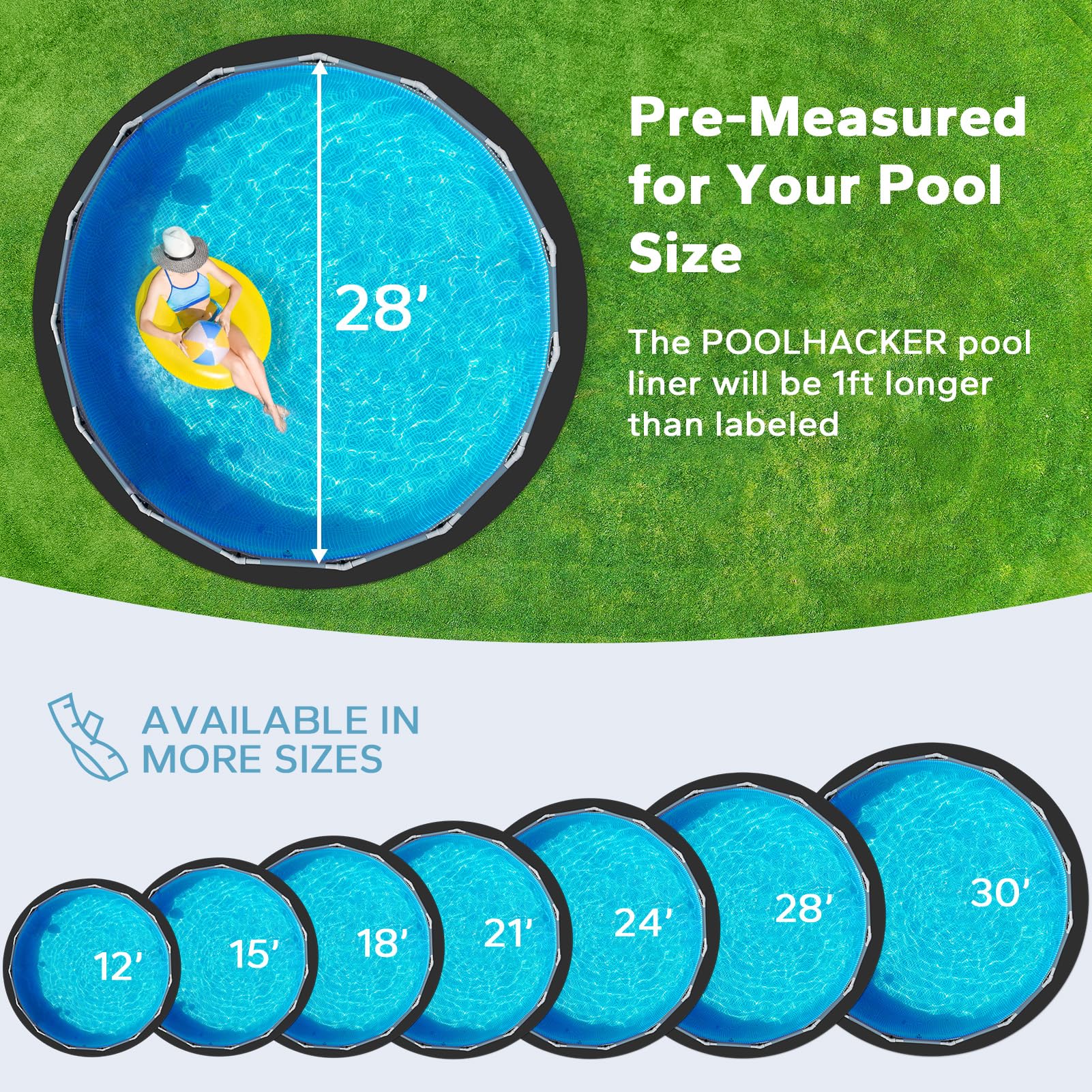 28 Ft Round Pool Liner Pad for Above Ground Swimming Pools - Heavy Duty Geotextile Underlayment for Pool Protection | Extends Liner Life, Easy Installation | Perfect for Backyard, Summer Pool Parties & Family Fun