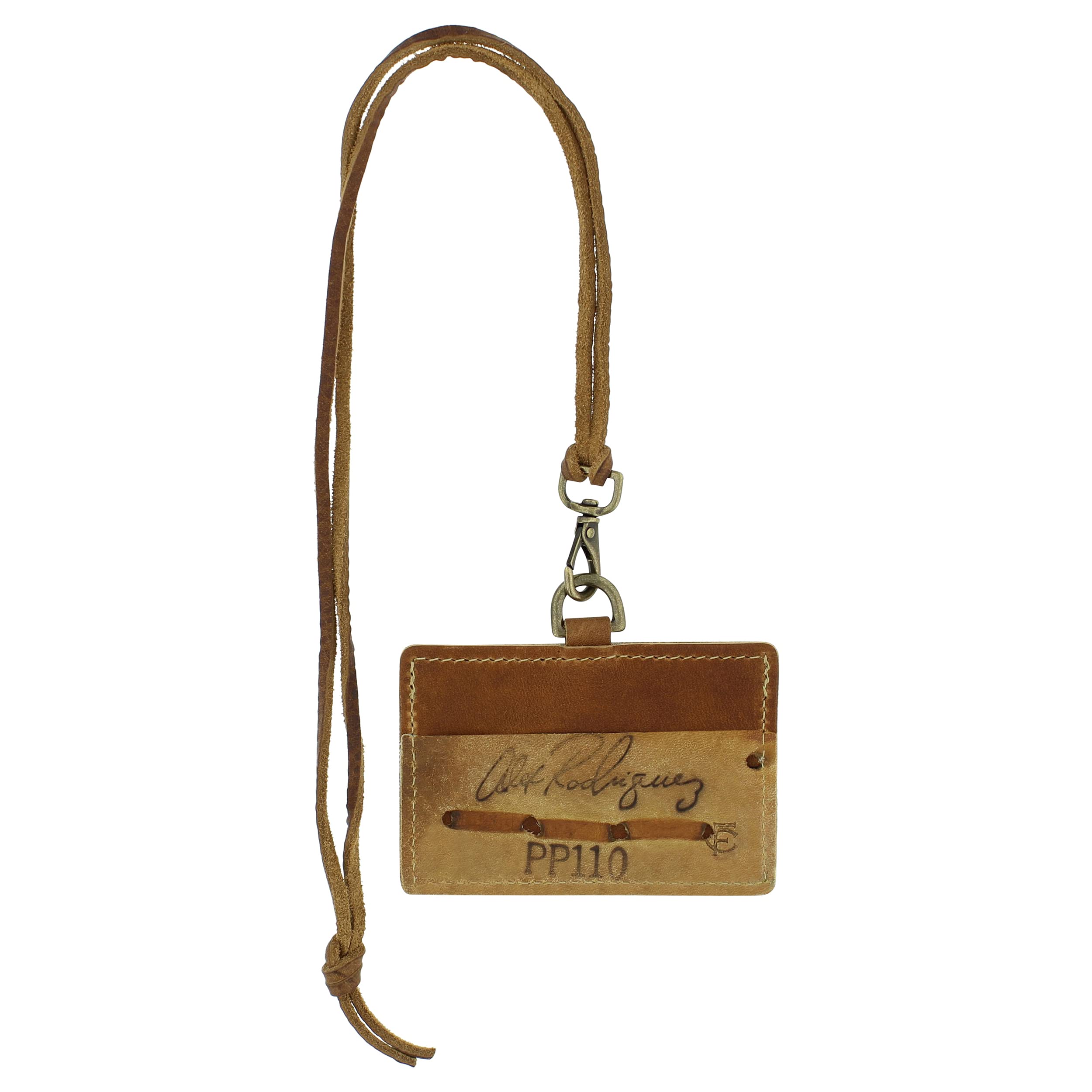 Vintage Baseball Glove Leather Horizontal ID Badge Holder with Clear Window & Adjustable Lanyard - Perfect for Work, School, Events & Security Accessories