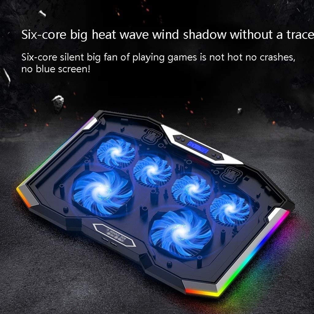 RGB Gaming Laptop Cooling Pad with 6 Quiet Fans & Touch Control - USB-Powered Cooler for 15.6-17 Inch Laptops | Perfect for Gaming, Office Work & Long Computing Sessions
