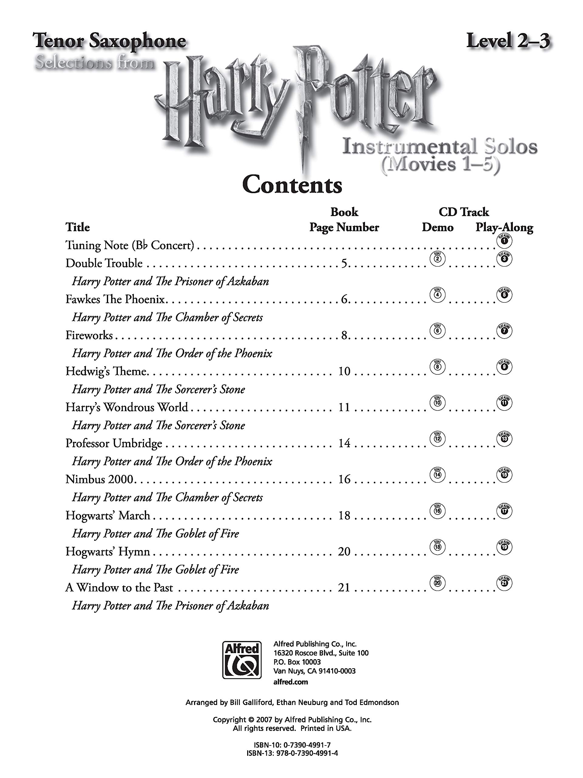 Harry Potter Movie Soundtracks Instrumental Solos for Tenor Sax (Books 1-5) with CD - Perfect for Saxophone Players & Music Lovers - Great for Practice, Performances & Harry Potter Themed Events