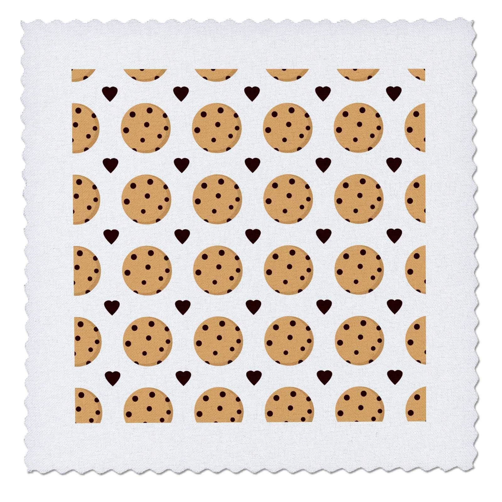 3D Rose 22x22 Inch Quilt Square - Chocolate Chip Cookies and Hearts Design - Perfect for DIY Quilting, Home Decor, and Gift Giving
