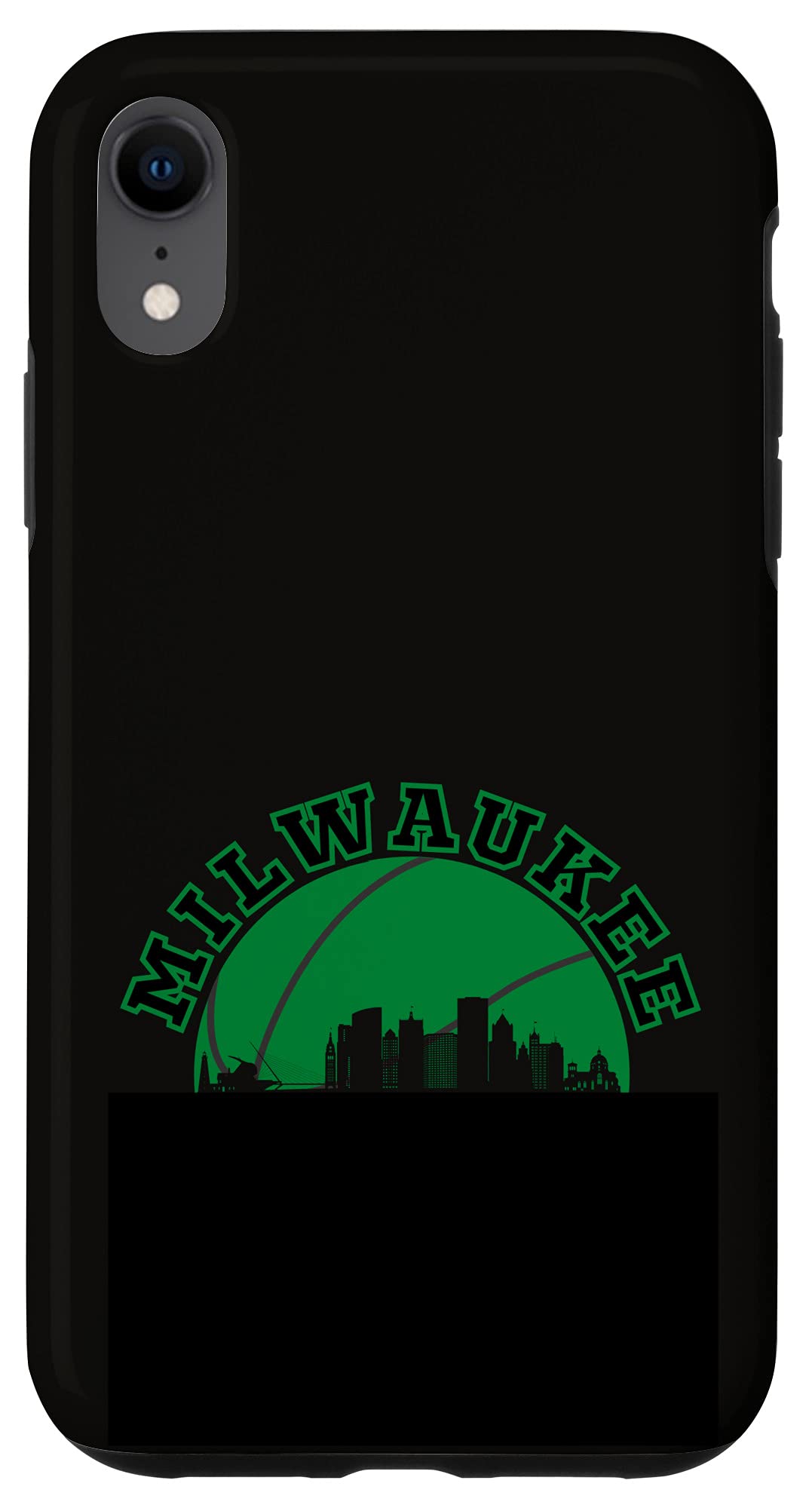 iPhone XR Case - Milwaukee Basketball & Wisconsin Skyline Design with Green Sunset - Perfect for Basketball Fans & Travel Enthusiasts