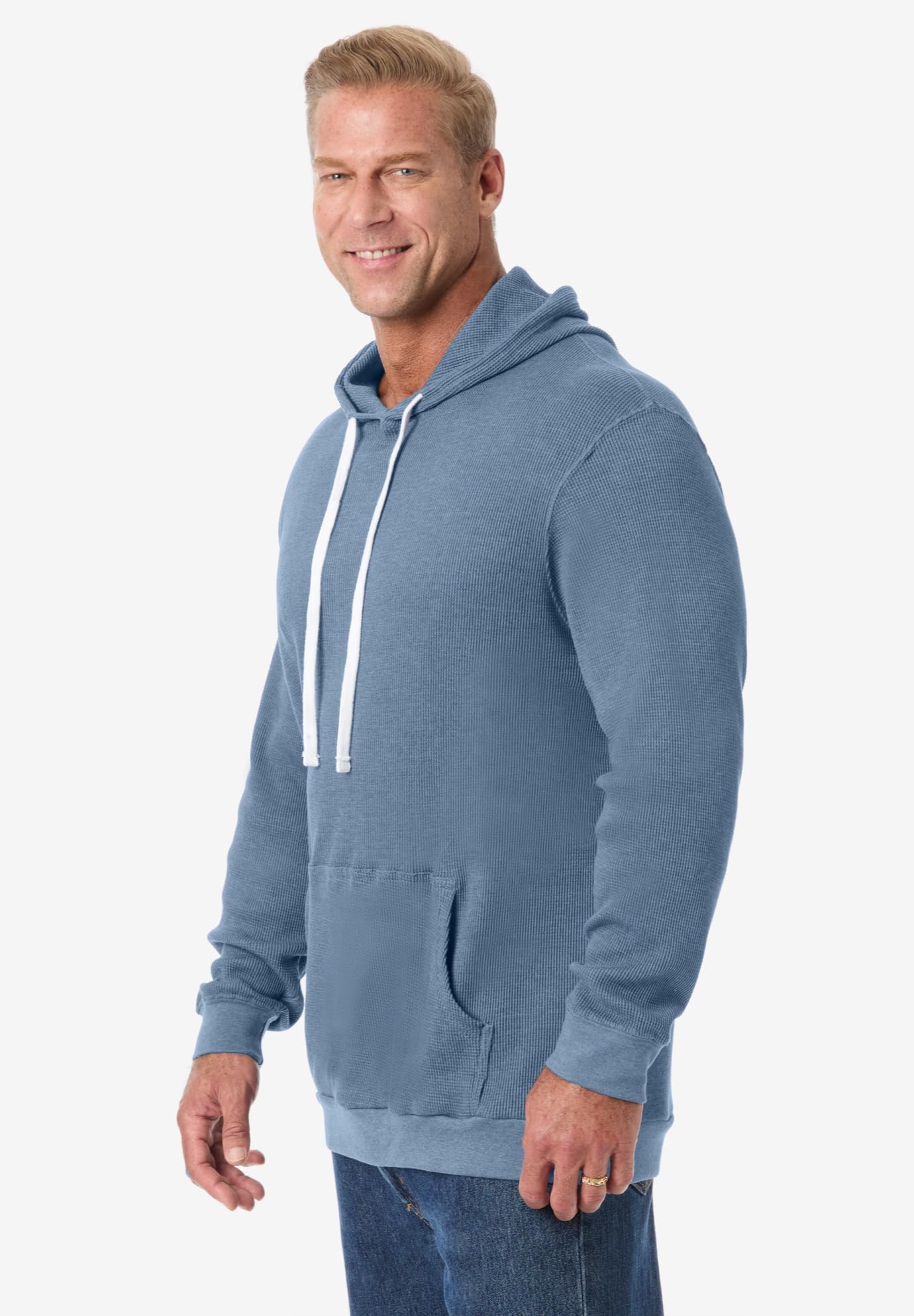 KingSize Men's Big & Tall Thermal Hoodie - Waffle-Knit Fleece Lined Sweatshirt for Winter Warmth | Cold Weather Layering & Outdoor Activities