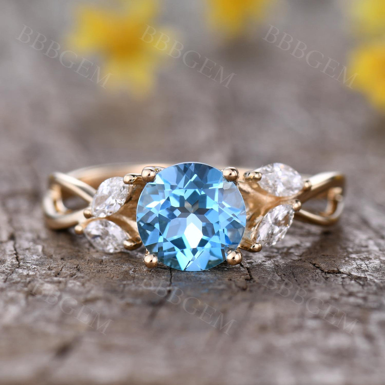 1.75 Carat Round Cut Blue Topaz Engagement Ring in 14K White Gold - Elegant Wedding, Proposal & Anniversary Jewelry Gift for Her