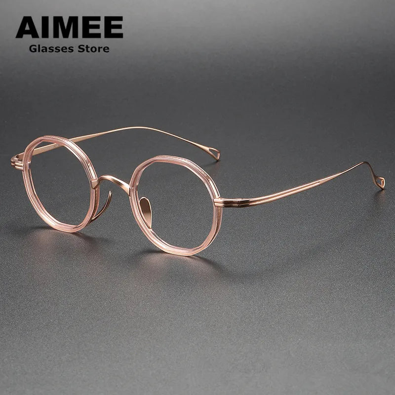 Aimee Women's Full Rim Round Titanium Acetate Eyeglasses 480871 - Lightweight & Durable Frame for Work, Reading & Everyday Use