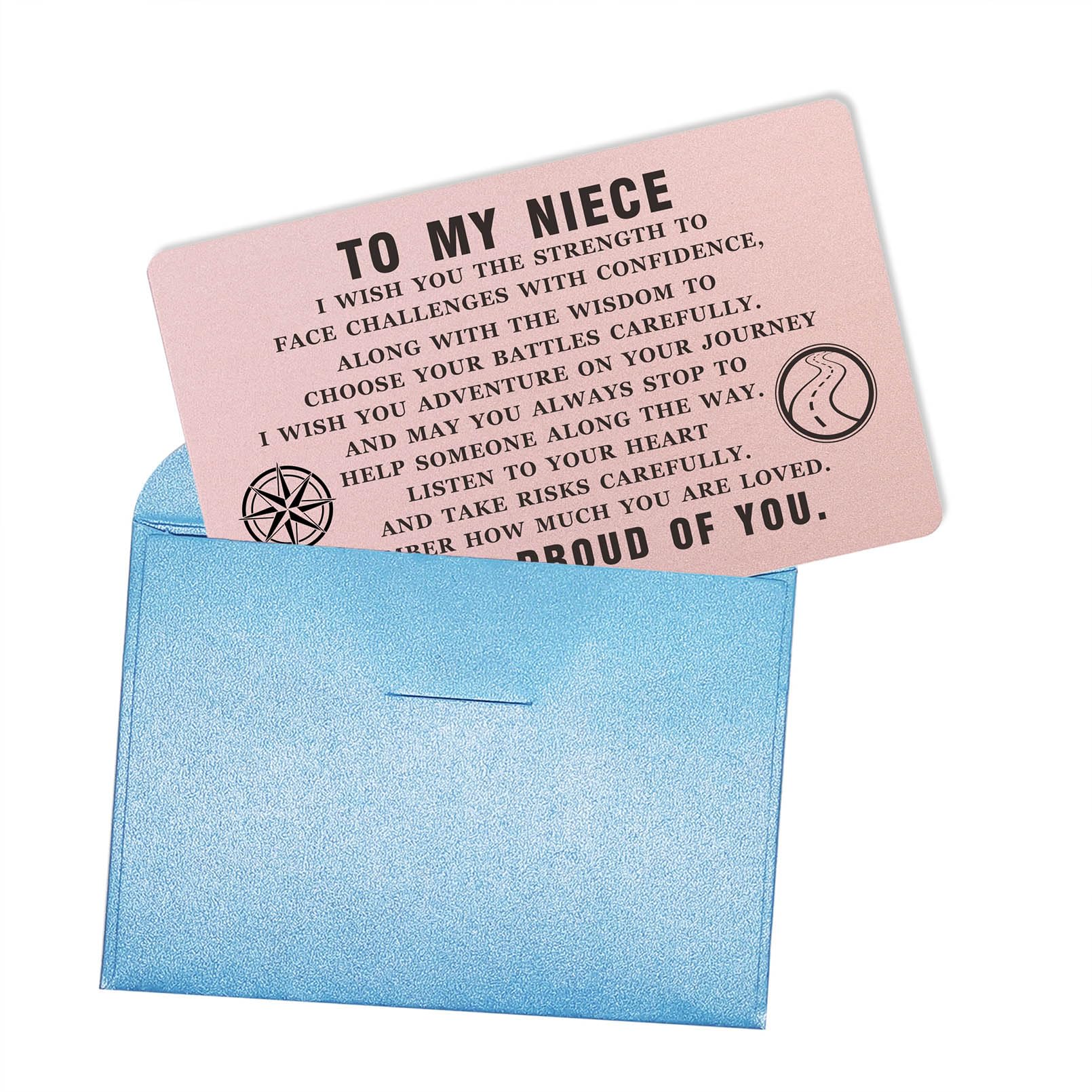 ABNTY Inspirational Niece Gifts - Graduation Card with Motivational Quote & Wallet Insert - Perfect for Niece's Birthday, Graduation Day or Special Occasions