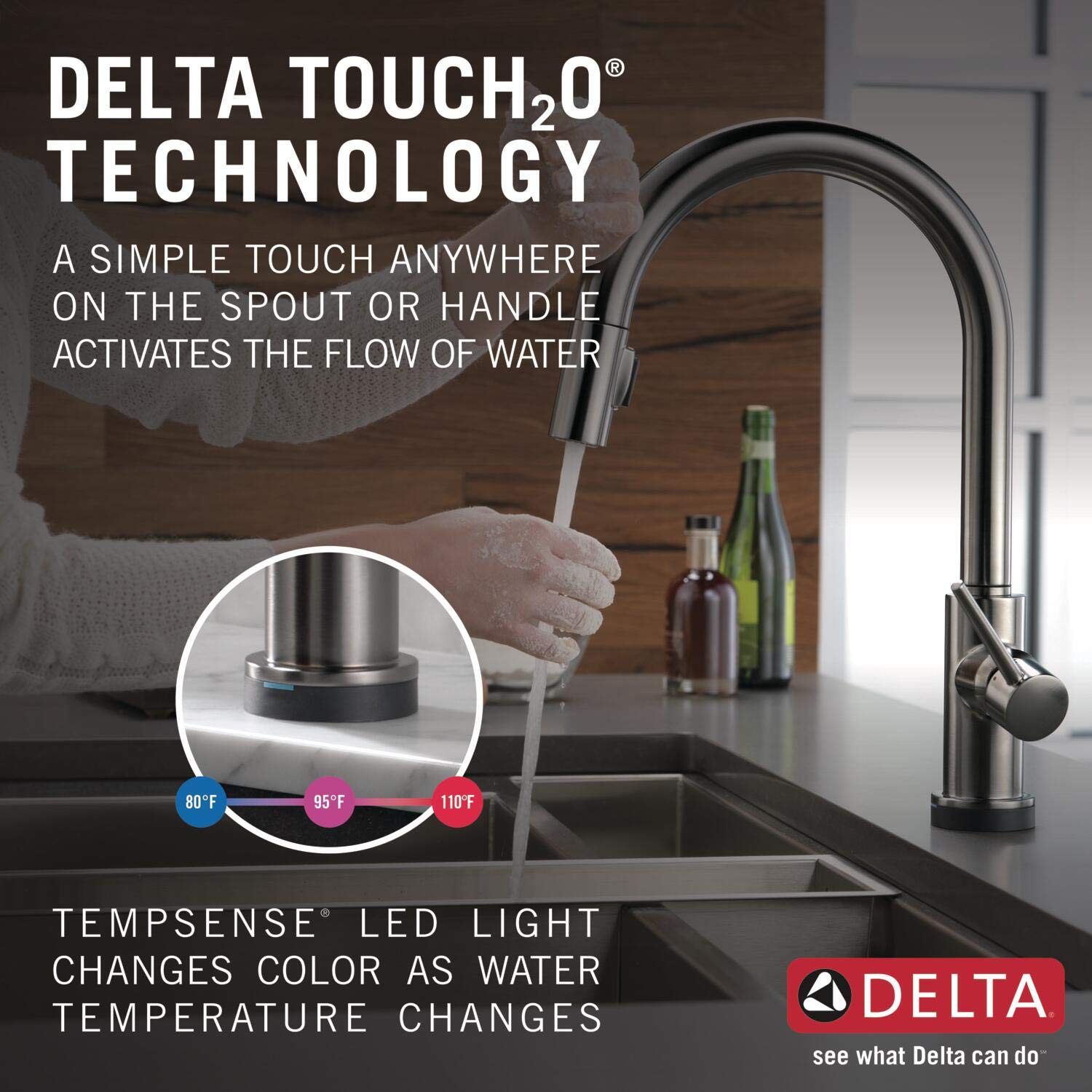 DELTA Trinsic Single-Handle Touch Kitchen Faucet with Pull Down Sprayer - Black Stainless Steel, Touch2O Technology, Magnetic Docking Spray Head & Built-In Soap Dispenser | Perfect for Modern Kitchens, Food Prep & Dishwashing