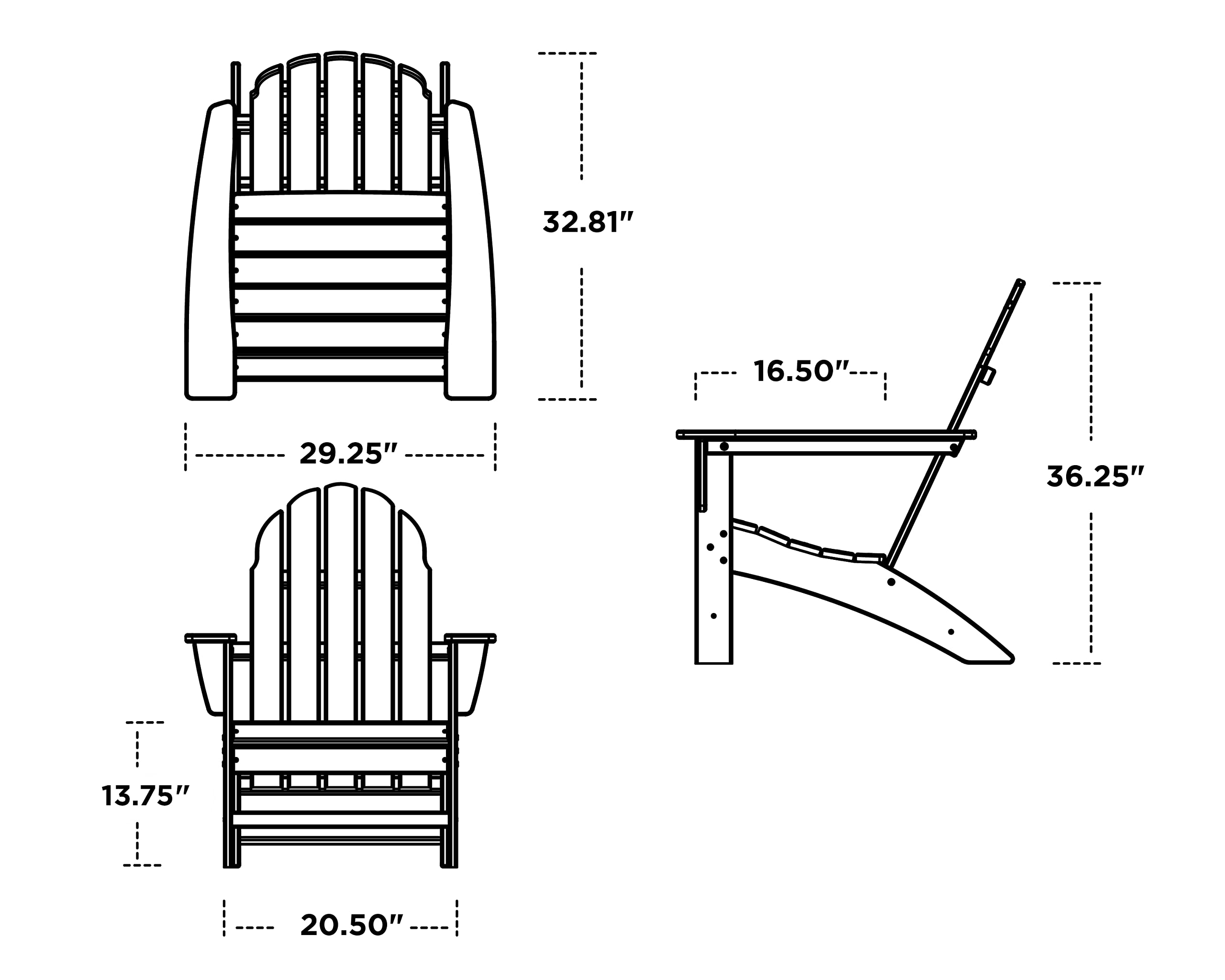 POLYWOOD White Vineyard Adirondack Chair - Durable Outdoor Furniture for Patio, Garden, Poolside & Backyard Relaxation
