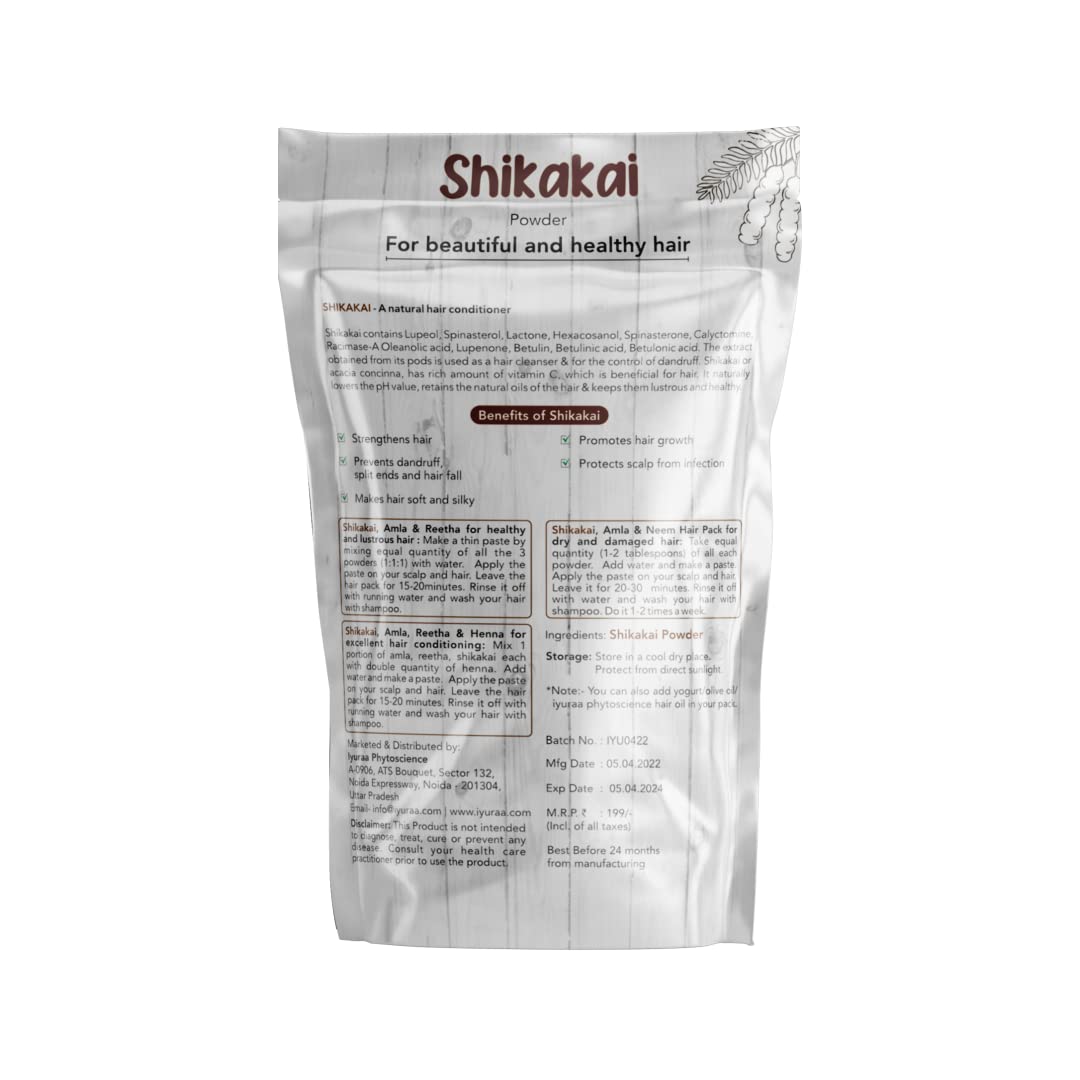 IYURAA PHYTOSCIENCE Natural Hair Care Powder - Shikakai & Herbal Scalp Treatment for Dandruff & Hair Growth (Pack of 2) | Perfect for Daily Hair Wash & Ayurvedic Scalp Massage at Home