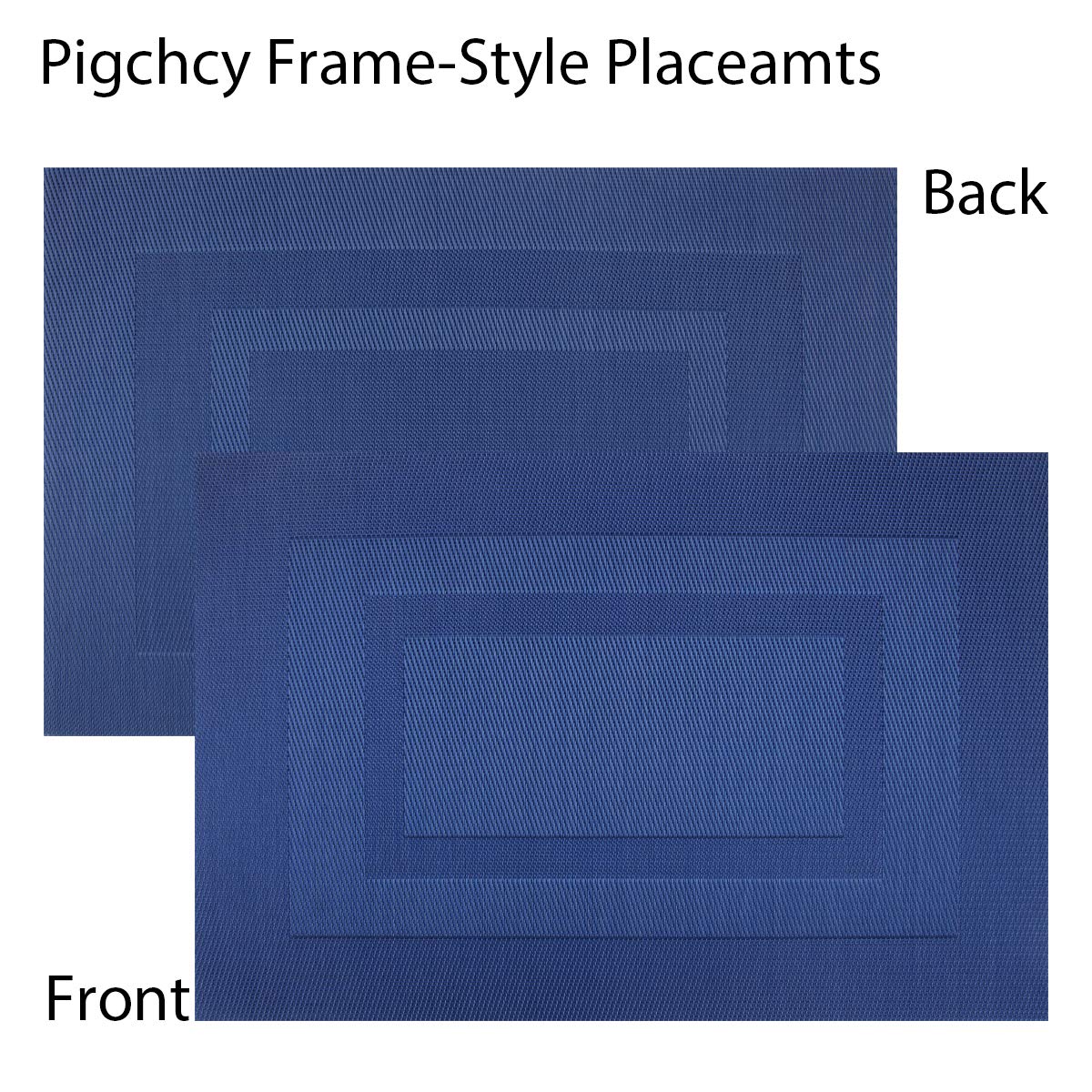 Washable Woven Vinyl Placemats Set of 6 - 18x12 Inches Navy Blue Plastic Table Mats for Dining Room, Kitchen, Party & Outdoor Use - Durable, Easy to Clean & Non-Slip