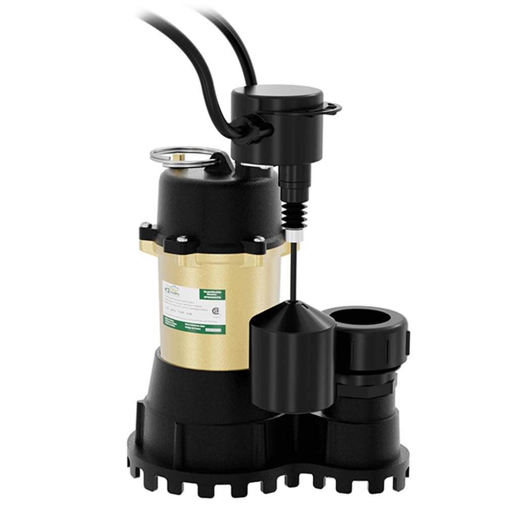 K2 Pumps SPI03303VPK 1/3 HP Cast Iron Submersible Sump Pump with Quick Connect Fitting & Vertical Switch - Ideal for Basement Flood Prevention and Water Removal