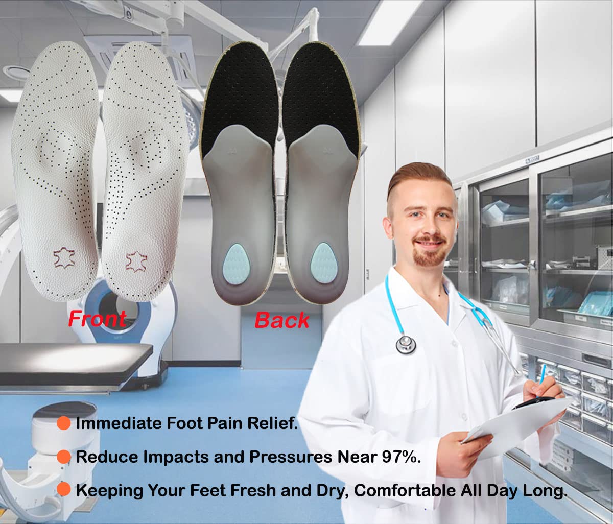 **Women's Thin Leather Orthotic Insoles for Flat Feet & Plantar Fasciitis – Semi-Rigid Arch Support for Heel Pain Relief, Non-Slip Shoe Pads for Metatarsal & Heel Spurs (US Women's 5-6 M) – Perfect for Work, Walking & Comfortable All-Day Wear**
