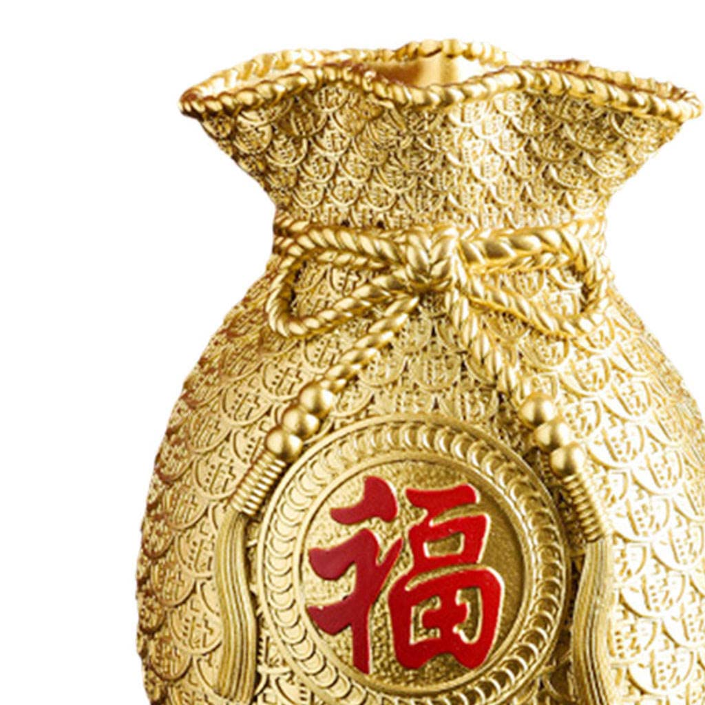 Gold Money Bag Shaped Novelty Flower Vase Planter Pot for Office Decor, Home Fortune Arrangements & Gift Ideas - Perfect for Feng Shui Decorations and Desk Accessories