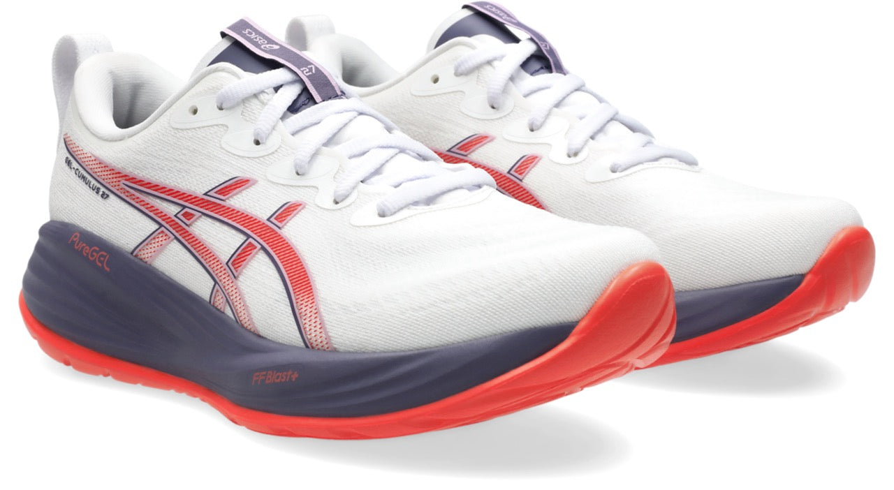ASICS Women's GEL-Cumulus 27 Running Shoes - White/Greyish Purple - Lightweight Cushioned Sneakers for Jogging, Gym Workouts & Daily Walking